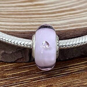 Pandora Pink Hearts Murano Glass silver Charm